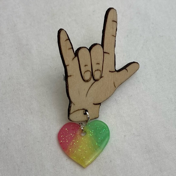 Love You ASL Sign Language Pin 🤟❤️💙💜💛💚 - Picture 5 of 6